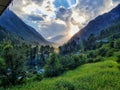 A scenic view of the Mountains of Kasol