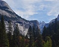 Scenic view of mountain and trees in Yosemite