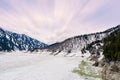 Scenic view of mountains in Murodo in winter. Royalty Free Stock Photo