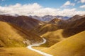 Scenic view of mountains and road at Lindis pass, NZ