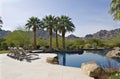 Scenic view mountains with swimming pool in foreground