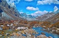 Scenic view of mountains and valley in Sagarmatha National Park