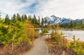 Scenic view of mt Shuksan over with reflaction on the lake and on sunset,Whatcom County, Washington, usa