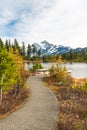 Scenic view of mt Shuksan over with reflaction on the lake and on sunset,Whatcom County, Washington, usa