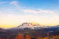 Scenic view of mt st Helens with snow covered in winter when sunset ,Mount St. Helens National Volcanic Monument,Washington,usa Royalty Free Stock Photo