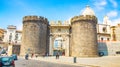 Scenic view of Naples skyline and Porta Capuana city gate, Italy Royalty Free Stock Photo