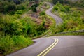 Scenic view of narrow curvy road and rural landscape, Kauai, Hawaii