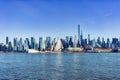 Scenic view of the New York Manhattan skyline seen from across the Hudson River in Edgewater Royalty Free Stock Photo