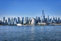 Scenic view of the New York Manhattan skyline seen from across the Hudson River in Edgewater Royalty Free Stock Photo