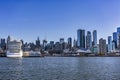 Scenic view of the New York Manhattan skyline seen from across the Hudson River in Edgewater Royalty Free Stock Photo