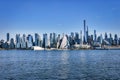 Scenic view of the New York Manhattan skyline seen from across the Hudson River in Edgewater Royalty Free Stock Photo