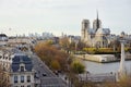 Scenic view of Notre-Dame de Paris with Saint-Louis and Cite islands Royalty Free Stock Photo