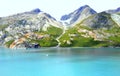 Scenic view of the ocean and the mountain in the summer near Glacier Bay, Alaska, U.S.A Royalty Free Stock Photo