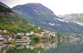 Scenic view of Odda old town on lake, Norway