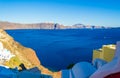 Scenic view of Oia town Santorini island landscape and Caldera Greece Royalty Free Stock Photo