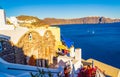 Scenic view of Oia town Santorini island landscape and Caldera Greece Royalty Free Stock Photo