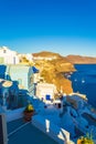 Scenic view of Oia town Santorini island landscape and Caldera Greece Royalty Free Stock Photo