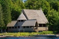 Scenic view of an old church on the shore of the lake Raquette in Adirondacks, USA Royalty Free Stock Photo