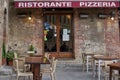 Scenic view of old pizzeria entrance in Siena, Italy