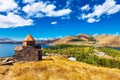Scenic view of an old Sevanavank church in Sevan, Armenia Royalty Free Stock Photo