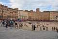 Scenic view of old stone houses in Siena, Italy