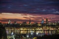 Scenic view of the Old Town Gamla Stan in Stockholm, Sweden, with a dramatic sunset Royalty Free Stock Photo