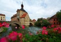 Scenic view of Old Town Hall of Bamberg under moody cloudy sky, a beautiful medieval town on the river Regnitz Royalty Free Stock Photo