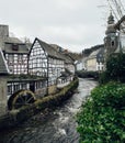 Scenic view of old town Monschau with old-fashioned buildings an Royalty Free Stock Photo