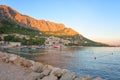 Scenic view of Omis on the Adriatic seacoast, Dalmatia, Croatia. Outdoor travel background, tourist resort Royalty Free Stock Photo