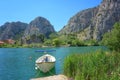 Scenic view of Omis where the Cetina river meets the Adriatic sea, Dalmatia, Croatia, outdoor travel background Royalty Free Stock Photo