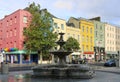 Scenic view of one of the central streets of Cork. Fountain.