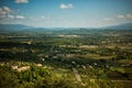 Scenic view from one of the most beautiful villages of France Gordes of Luberon valley in Provence, France. Sunny day and blue sky