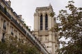 Scenic view of one of the towers of Notre Dame Cathedral in Paris Royalty Free Stock Photo
