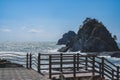 Scenic view of Oryukdo sunrise coastal walk along igidae trail in Busan, South Korea