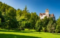 Scenic view over Dracula Bran medieval castle, Bran town, Transylvania regio, Romania Royalty Free Stock Photo