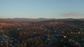 Scenic View Over the City while Backing Away From Majestic Mountains in Oregon