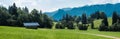 Scenic view over the German countryside around the village Kappel, extra large panoramic 180 degrees view Royalty Free Stock Photo