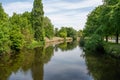 Scenic view over nature relfections in the River Durme around Lokeren, Belgium Royalty Free Stock Photo