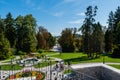 Scenic view over parkway alley in the Tivoli Park in Ljubljana on sunny summer day Royalty Free Stock Photo