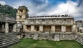 Scenic view of Palenque ruins and pyramids under blue cloudy sky in Mexico Royalty Free Stock Photo