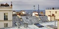 Scenic view of Parisian roofs and Eiffel tower Royalty Free Stock Photo