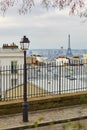 Scenic view of Parisian roofs and Eiffel tower from Montmartre Royalty Free Stock Photo