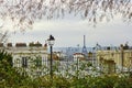 Scenic view of Parisian roofs and Eiffel tower from Montmartre Royalty Free Stock Photo