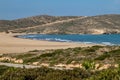 Scenic view at peninsula Prasonisi on Rhodes island, Greece Royalty Free Stock Photo