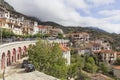 Scenic view of picturesque Arachova village in Greece Royalty Free Stock Photo
