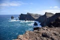 Scenic view of picturesque cliffs towering above the pristine waters of the beach