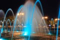 The scenic view of picturesque fountain with colorful illumination at night, Ukraine Dnepropetrovsk city, Dnipro . Creative water Royalty Free Stock Photo