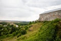 Scenic view on Pidkamin inselberg on adjacent hill in Brody region of Galychyna