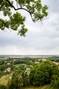 Scenic view on Pidkamin inselberg on adjacent hill in Brody region of Galychyna