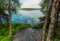 Scenic view of a pier on West Mackey Lake in Soldotna, Alaska Royalty Free Stock Photo